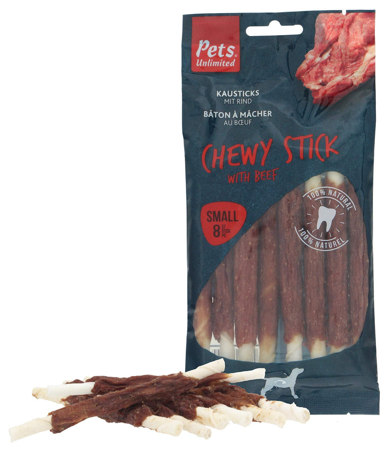 Pets Unlimited Chewy Sticks with Beef, 8pc transparent - PawsPlanet Australia