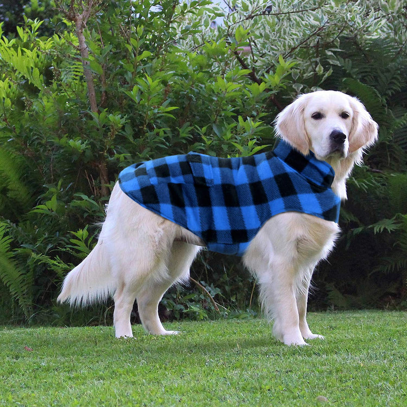 ASENKU Dog Coat, Dog Fleece Jacket Plaid Reversible Dog Winter Vest Waterproof Windproof Cold Weather Dog Clothes Pet Apparel for Small Medium Large Dogs (L, Blue) L (Chest: 17.72"-21.65", Back: 13.78") - PawsPlanet Australia