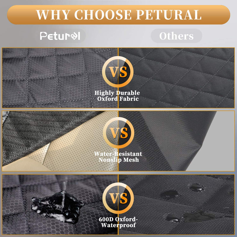 [Australia] - Petural Back Seat Cover – Waterproof Dog Car Seat Covers – Back Seat Protector for Pets with Armrest and Seat Belt – Tear Resistant and Easy to Install – Ideal for Dog and Kids, Travelling 