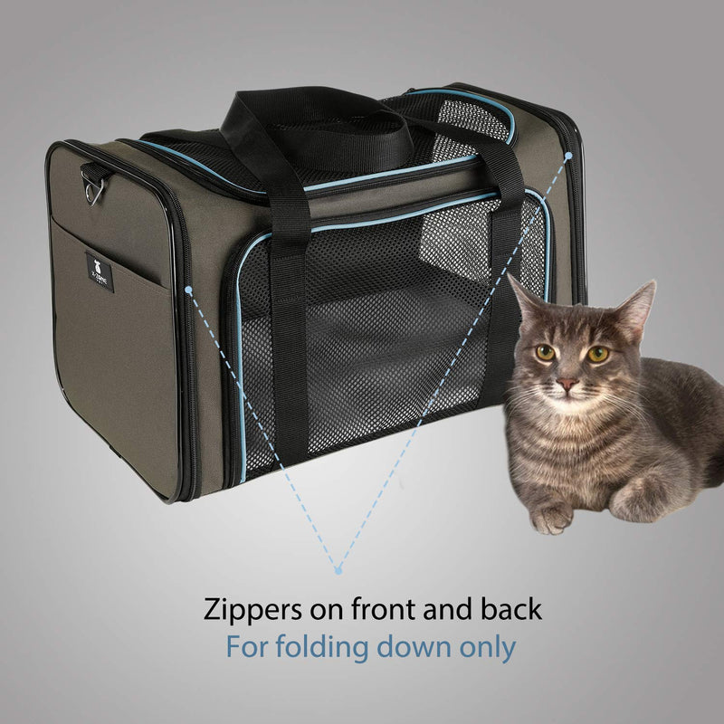 [Australia] - X-ZONE PET Airline Approved Pet Carriers,Soft Sided Collapsible Pet Travel Carrier for Medium Cats and Puppy Brown&blue 