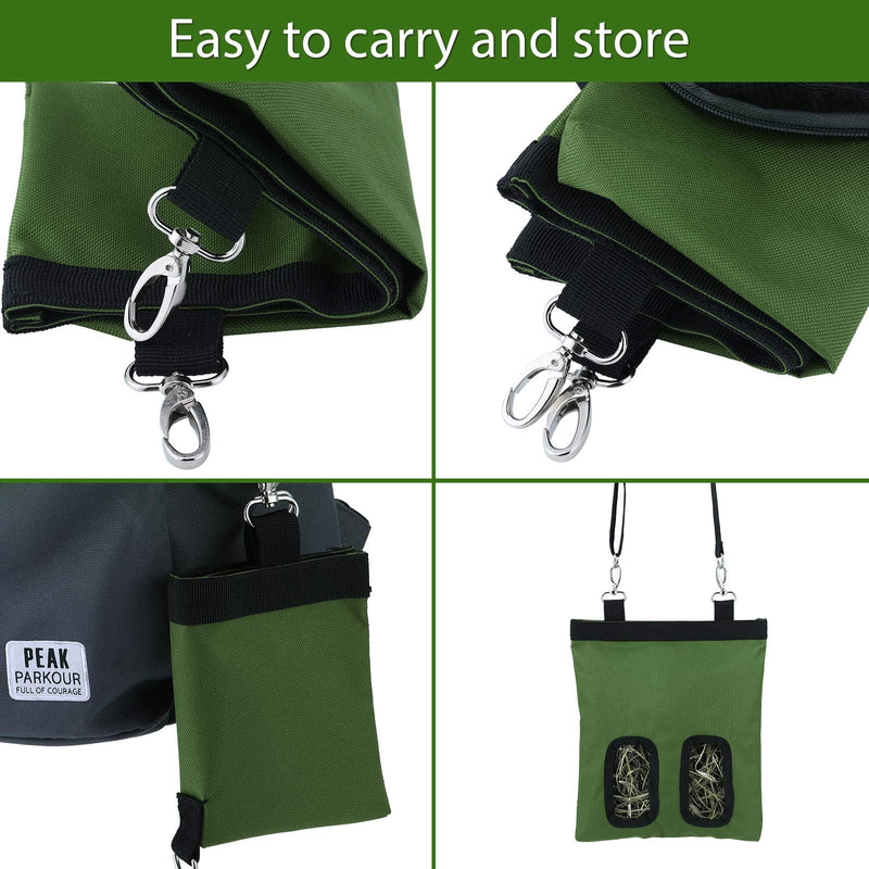 2 Pieces Rabbit Hay Feeder Bag Guinea Pig Hay Bag Small Animal Hay Feeder Bag Hanging Feeder Sack Storage with 2 Holes for Rabbit Guinea Pig Chinchilla Hamsters Small Pets Black, Green - PawsPlanet Australia