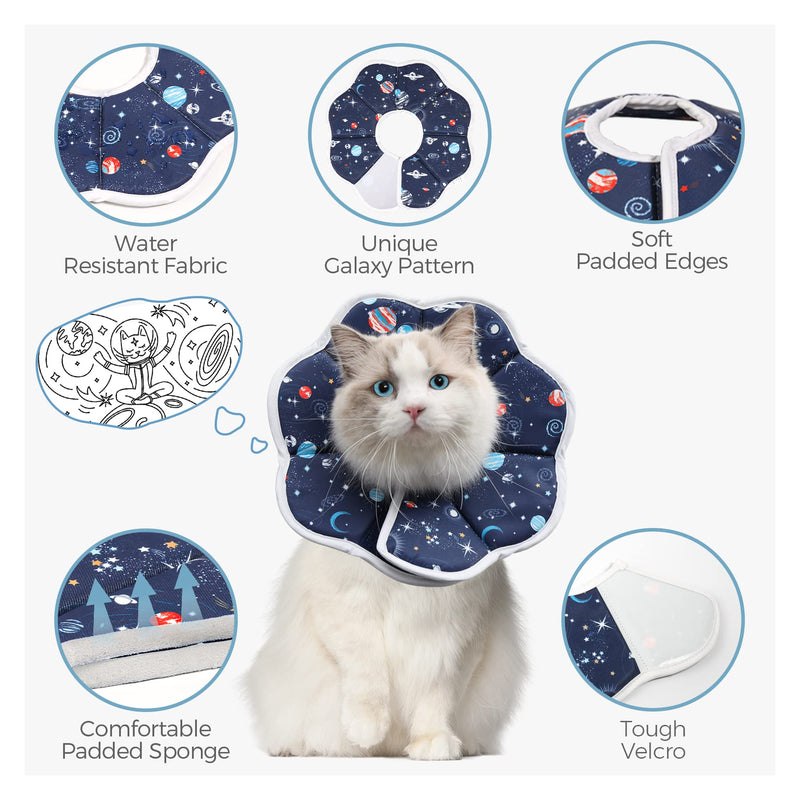 ComSaf Soft Cat Recovery Collar, Protective Adjustable Pet Cone Collar for After Surgery, Comfortable Lightweight Elizabethan Collar for Cat Kitten Prevent from Licking Wounds, Not Block Vision M (Neck:9-11 in) - PawsPlanet Australia