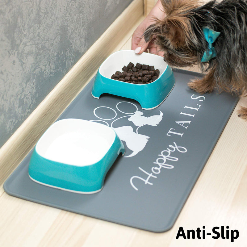 Silicone Dog Cat Food Mat Dog Bowl Mat Pet Waterproof Dog Cat Feeding Mat Non Slip Dog Mat For Bowls (grey, dog) grey - PawsPlanet Australia