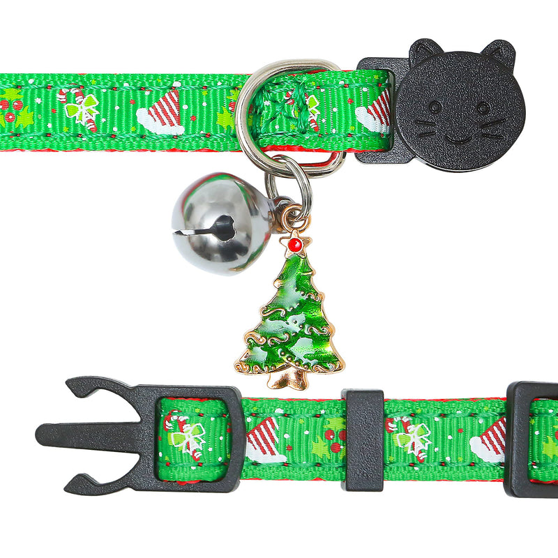Pack of 3 Christmas cat collar, dog collar, cat collar with safety clasp and bell, adjustable collars for cats, kitten and puppy supplies + pendants + bells - PawsPlanet Australia