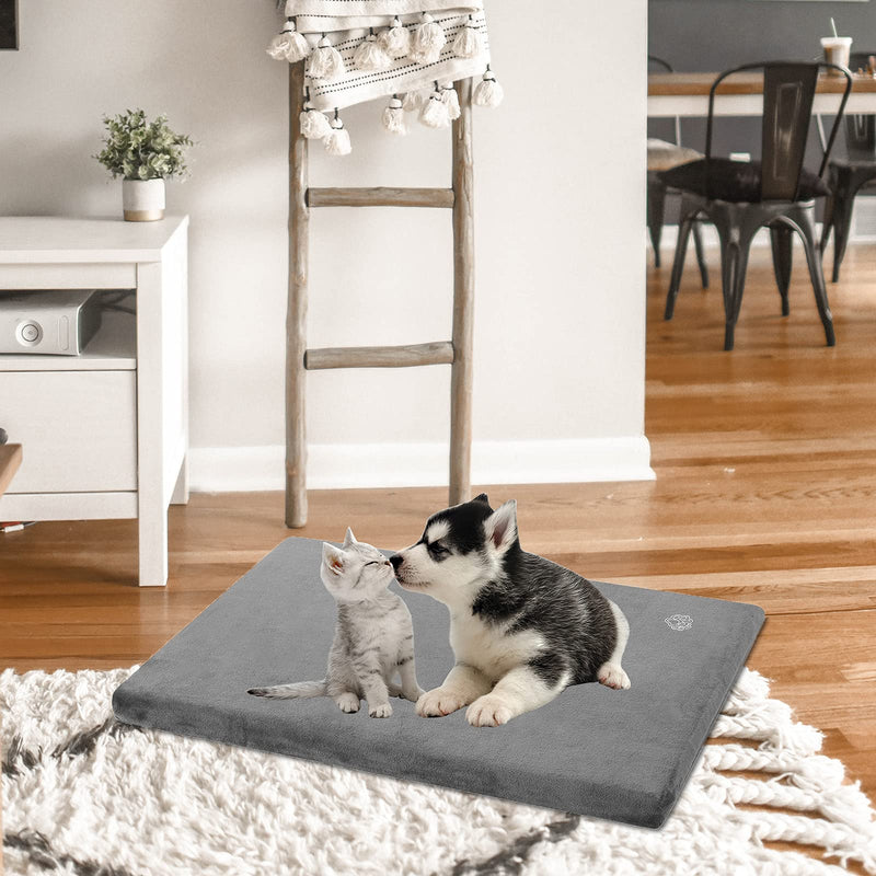 EMPSIGN Stylish Dog Bed Mat Dog Crate Pad Mattress Reversible (Cool & Warm), Water Proof Linings, Removable Machine Washable Cover, Firm Support Pet Crate Bed for Small to XX-Large Dogs, Grey S(23"*16"*3") - PawsPlanet Australia