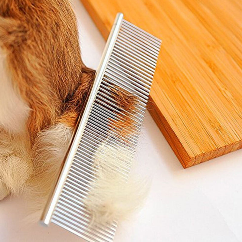 Zittop Dog Comb Pet Grooming Brush for Cats Puppy Greyhound with Medium / Coarse Fur Easy Grip Dematting Combs with Different-spaced Rounded Stainless Steel Teeth - Silver - PawsPlanet Australia