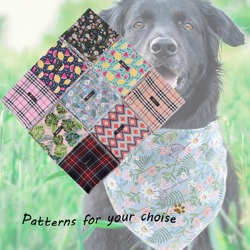 DOGWONG Cotton Dog Bandana Comfortable Dogs Bibs Scarf Reversible Adjustable Dog Bandana Square Dog Kerchief for Small Medium Large Dogs and Cats blue daisy - PawsPlanet Australia