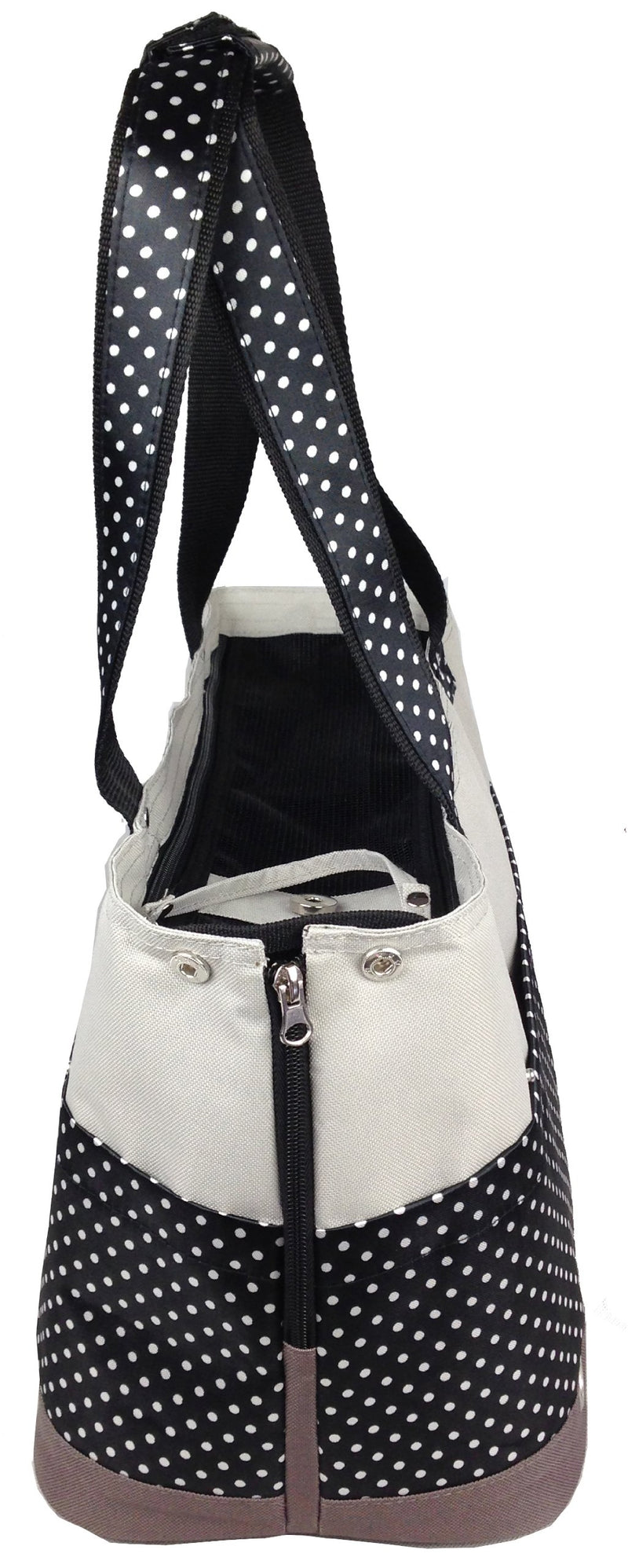 [Australia] - PET LIFE Fashion Designer Tote Spotted Folding Pet Dog Carrier, Medium, Black and White 