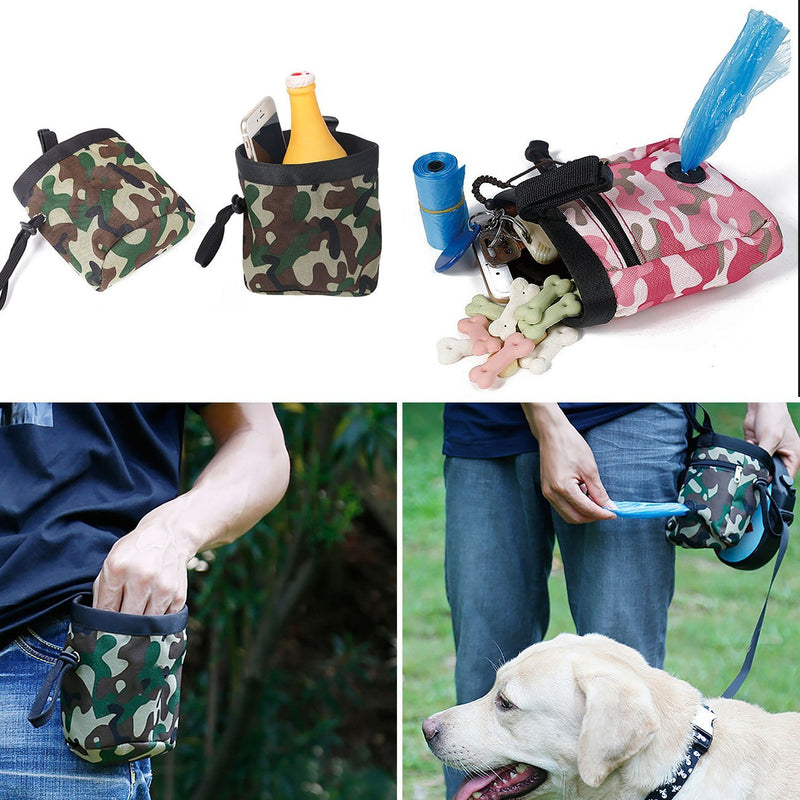 [Australia] - Uheng Dog Treat Training Pouch ¨C Built-In Poop Bag Dispenser - for Carries Pet Toys, Kibble, Treats, Pet Snack Bag ¨C Clip on Waist, Key Pink 