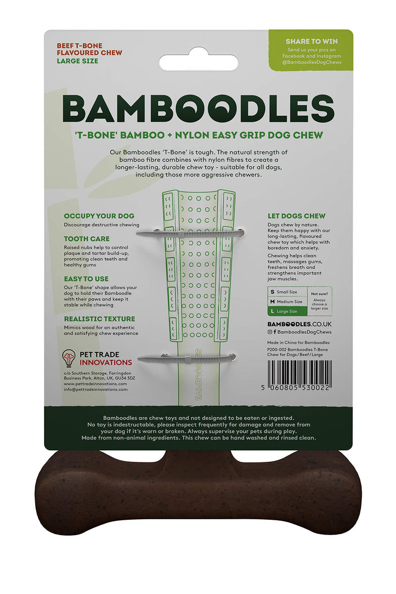 Bamboodles T-Bone Dog Chew for the most even the most aggressive of chewers LARGE BEEF - PawsPlanet Australia