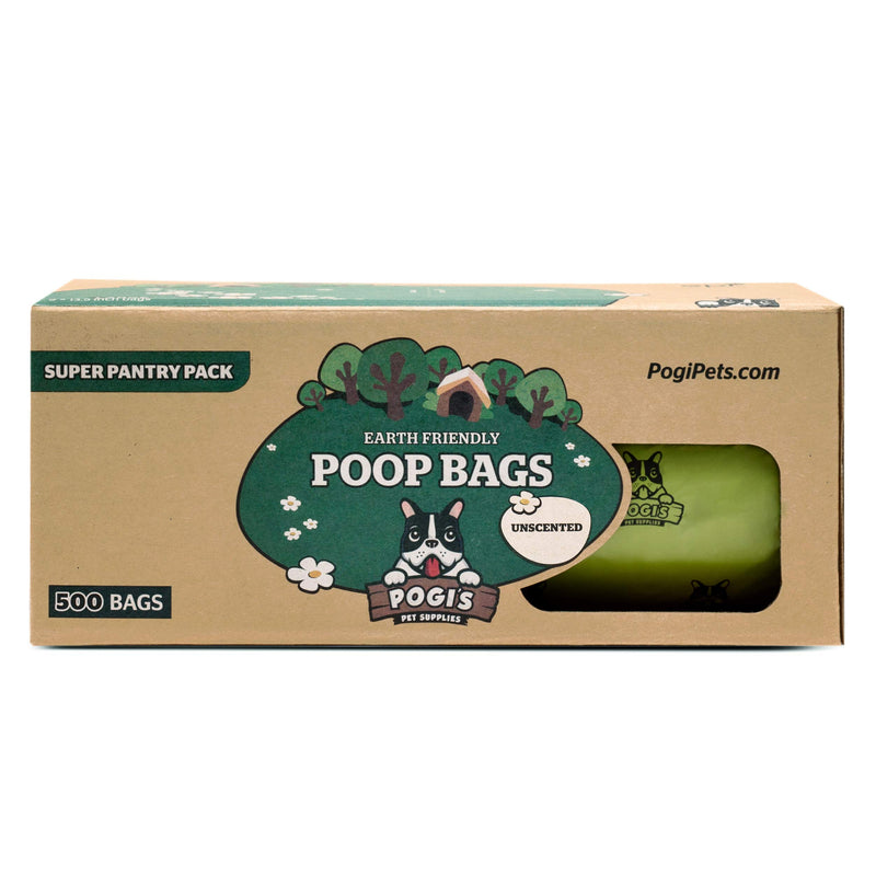 Pogi’s Poop Bags - 500 Unscented Dog Poo Bags for Yards - Leak-Proof, Plant-based Poo Bags for Dogs (Single Large Roll) - PawsPlanet Australia