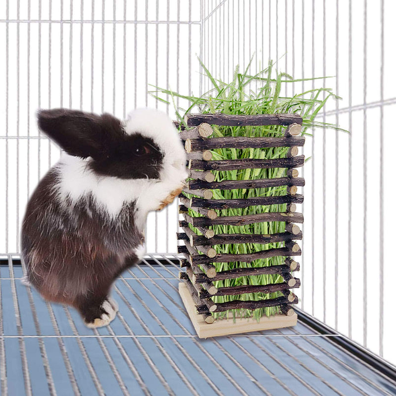 Fruitwood Rabbit Hay Rack Chinchilla Standing Grass Manager Chewing Toy Food Feeder Hanging Cage Accessories with Hook for Small Pet Guinea Pig Bunny Chinchilla - PawsPlanet Australia