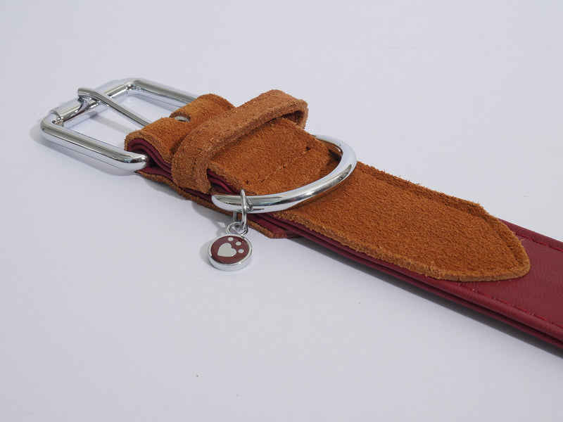 Rosewood Luxury Leather Dog Collar, 12-16inch, soft touch red - PawsPlanet Australia