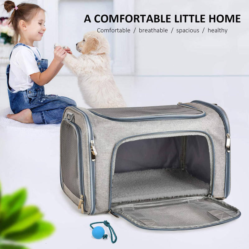 [Australia] - Henkelion Cat Carriers Dog Carrier Pet Carrier for Small Medium Cats Dogs Puppies of 15 Lbs, TSA Airline Approved Small Dog Carrier Soft Sided, Collapsible Puppy Carrier - Black Grey Pink Purple Blue 