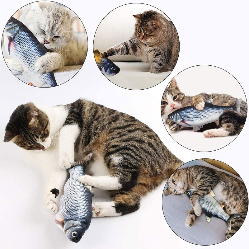 Grneric Electric fish cat，3D Realistic Flopping Cat Fish, Realistic Plush Simulation Electric Wagging Fish Cat Toy Catnip Kicker Toys,Funny Interactive Pets Pillow for Cat Kit Grey - PawsPlanet Australia