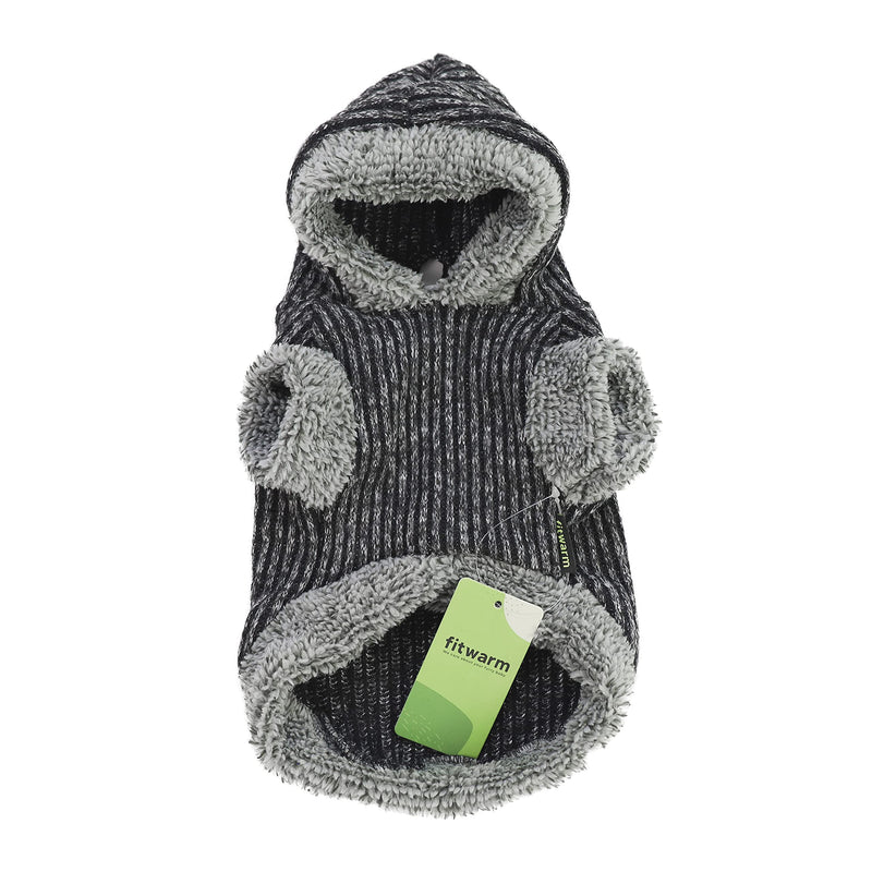 Fitwarm Knitted Sweatshirts for Dog Coats Sweater Pet Hooded Jackets, Grey Small (Chest14" Back10") - PawsPlanet Australia