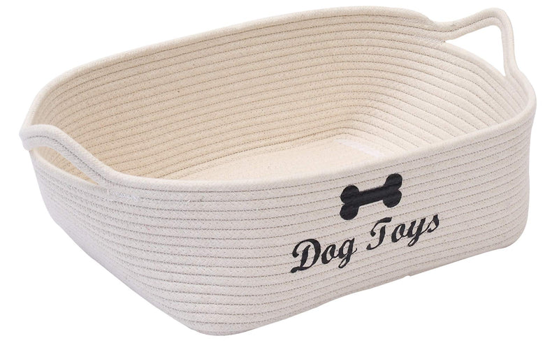 Geyecete Weave Rope Toy Storage Basket Bin Dog Toy Storage Basket Basket Dog Toys Basket - Cube Organizer for Closet, Small Toys, Towels Beige - PawsPlanet Australia