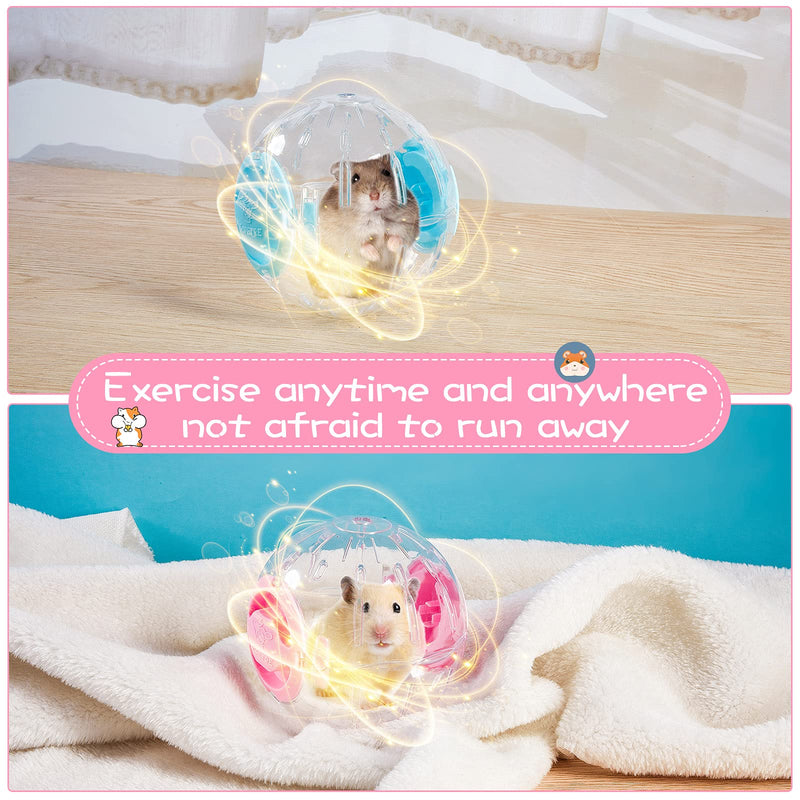 Frienda 2 Pieces Silent Hamster Ball Flash Hamster Ball Mini Running Activity Exercise Ball Toy Transparent Hamster Ball Small Animals Cage Accessories for Small Animals - PawsPlanet Australia