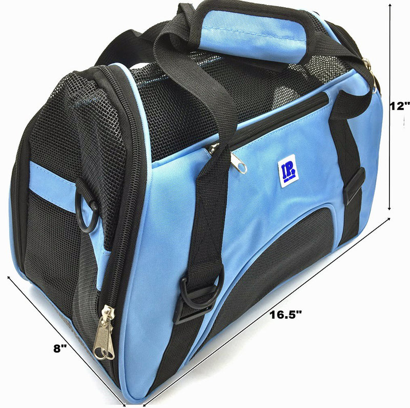 [Australia] - IrisPets Pet Airline Travel Approved Airport Pet Carrier, Soft Sided Portable Folding Under Seat Air Travel Pet Carriers Bag for Small Puppy/Cats Small Animals - Blue 
