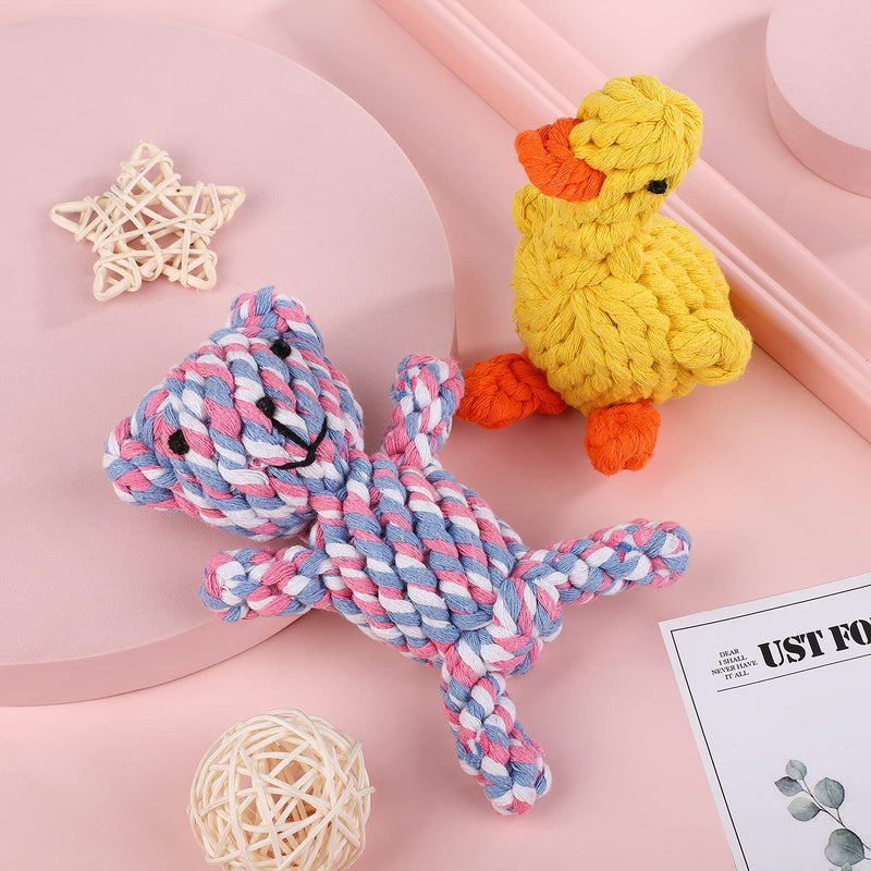 Ruisita Cotton Rope Dog Toys Natural Teeth Cleaning Chew Rope Puppy Boredom Rope Toy Dogs Ball Knot Training Toy Pet Teeth Training Toys Color Bear, Yellow Duck - PawsPlanet Australia