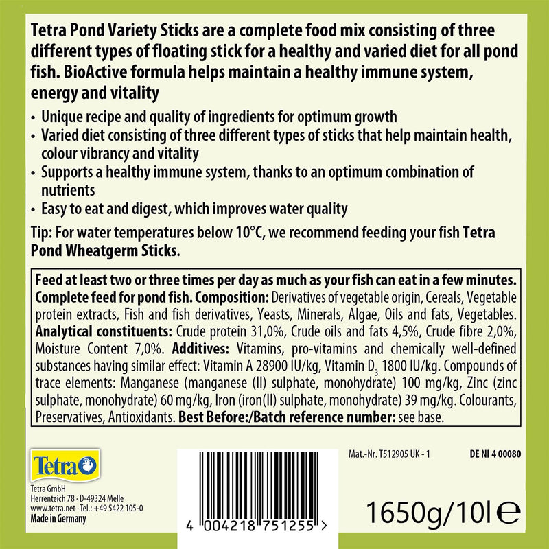 Tetra Pond Variety Stick 1.65kg 1650g - PawsPlanet Australia