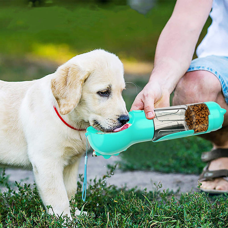 [Australia] - applemi Dog Water Bottle, Portable Puppy Water Drinking Dispenser, Multifunctional Dog Bowl with Food Storage, Garbage Bags & Shovel for Pets Outdoor Walking, Hiking, Travel (300ml) 