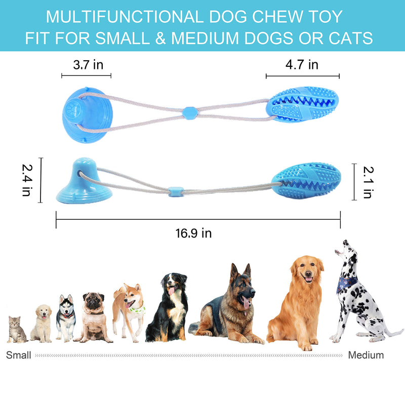 Xqpetlihai Suction Cup Dog chew Toys Interactive Dog chew Toys for Aggressive chewers Self-Playing Tug of War Dog Toys Dog Rope Toys for Small Large Dogs Teeth Cleaning Pet Tug Toy for Boredom(Blue) blue - PawsPlanet Australia