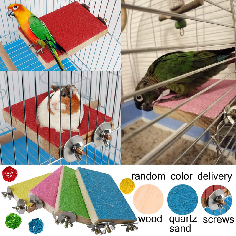 Parrot Perch Stand 12PCS Wood Bird Perch Stand Platform Paw Grinding Rough-surfaced Parakeet Cage Accessories Exercise Toy for Budgies Conure Cockatiel Hamster (Random Color) - PawsPlanet Australia