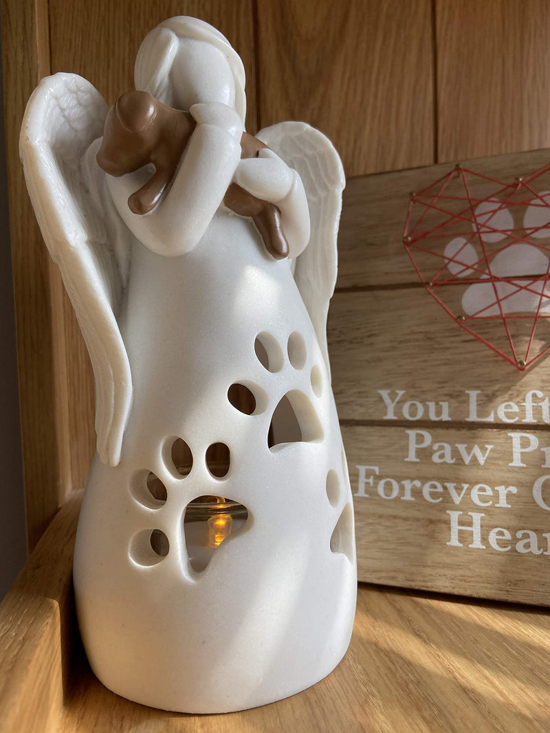 OakiWay Dog Memorial Gifts – Dog's Angel Candle Holder Statue w/Flickering Led Candle - Pet Loss Gifts, Dog Lovers Gifts for Women, Sympathy Gift Ideas for Loss of Dog, Angel Figurines Dog Decor - PawsPlanet Australia