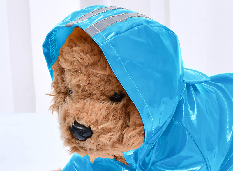 VOUTY Dog Raincoat Hooded Waterproof pet Raincoat, Suitable for Small and Medium-Sized Dogs (Blue, Size L) - PawsPlanet Australia