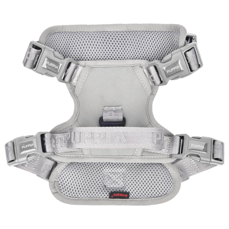 Puppia Jarek Dog Harness H Comfortable Sturdy Handle Adjustable Neck and Chest for Small and Medium Dogs - Grey - M - PawsPlanet Australia