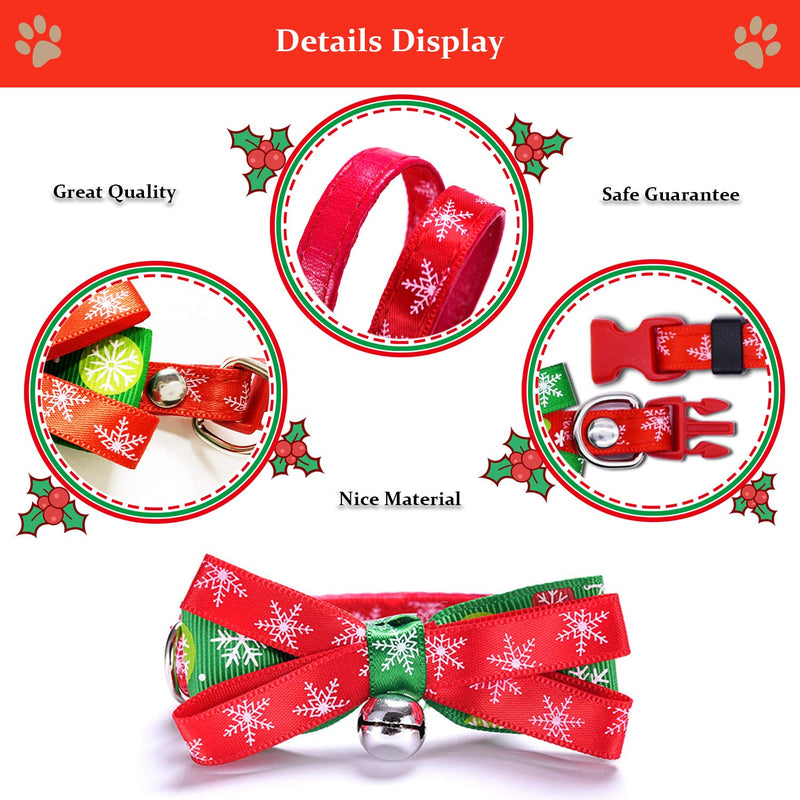 [Australia] - Fayoo Christmas Cat Breakaway Collar Pet Bow Tie with Bell Kitty Kittens Safety Buckle Nylon Collar, Accessory Gift for Cats 2 Pack Christmas 2P 