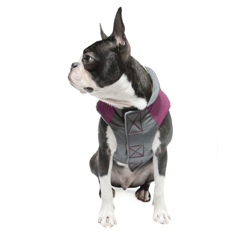 Gooby - Trekking Jacket, Small Dog Fleece Lined Jacket with Water Resistant Shell and Leash Ring Large chest (~20.6") Lavender Purple - PawsPlanet Australia