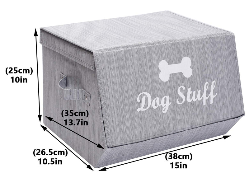 Morezi Canvas dog toy basket and dog toy box with lid, basket chest organizer - perfect for organizing pet toys, blankets, leashes and food - Bamboo Stripe - PawsPlanet Australia