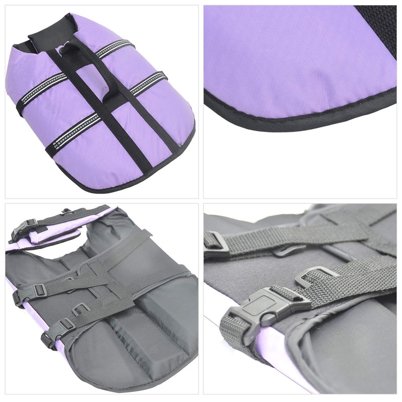 [Australia] - Lovelonglong Pet Clothing Dog Lifejacket Life Jackets for Large Medium Small Dogs Swimming Safe Boating Coat Dog Swim Protect Outwear L (Rec.15-20 Pounds) Purple 