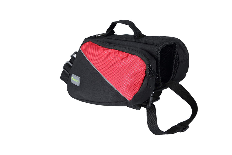 [Australia] - Wellver Dog Backpack Saddle Bag Travel Packs for Hiking Walking Camping Small Red+Black 