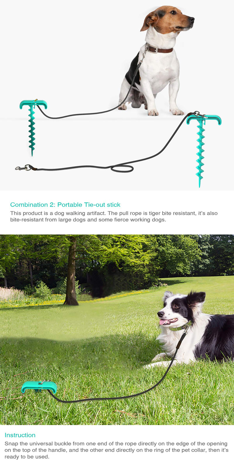 USWT Dog Rope Toys Dogs Supplies Puppy Toy Walking Dogs While Leashing Dog Tie Out Stake Tug of War Pull Rope Molar Ball - PawsPlanet Australia