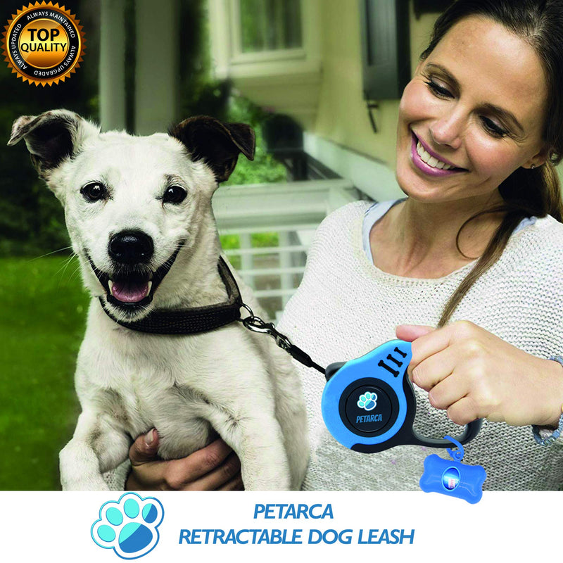 [Australia] - PETARCA Retractable Dog Leash for Medium - Small Dogs. 16.5 Feet Small and Medium Dog Leash Retractable, Heavy-Duty Nylon Tape, Comfortable and Ergonomic Handle, Metallic Clasp, Easy Lock Button 