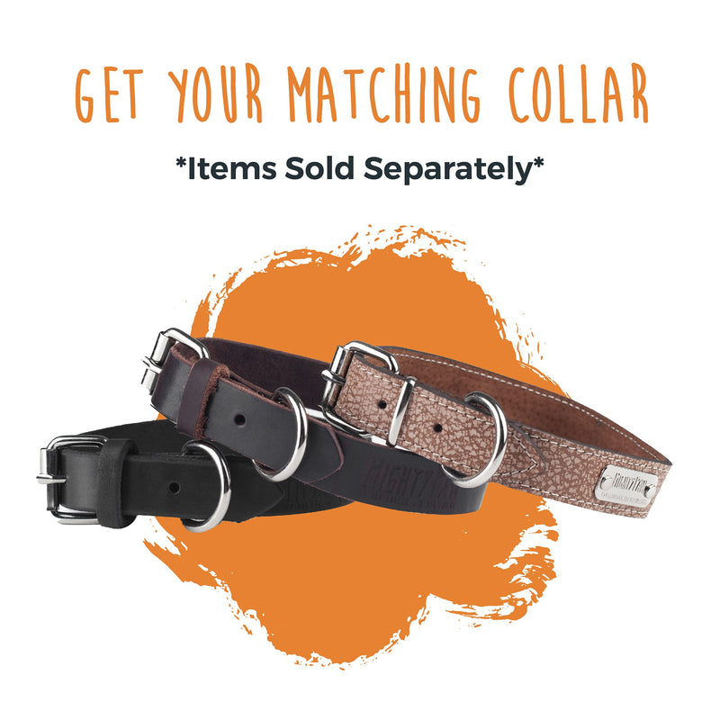 Mighty Paw Leather Dog Leash | 5 ft Leash Super Soft Distressed Real Genuine Leather- Premium Quality, Modern Stylish Lead. Perfect for Small, Medium and Large Pets Lite 1 - 30 lbs Black - PawsPlanet Australia