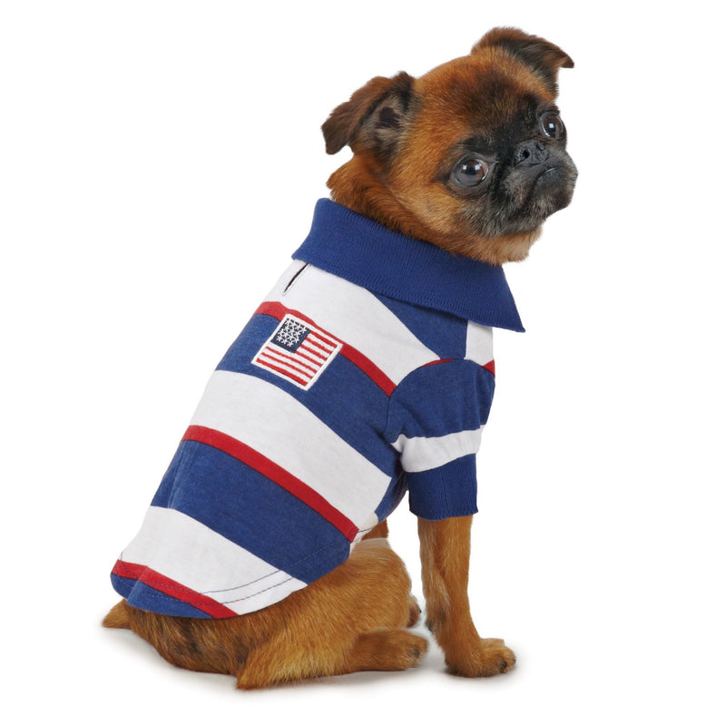 [Australia] - Zack & Zoey Patriotic Pooch SPF40 Polo Shirt for Dogs, 8" XX-Small 