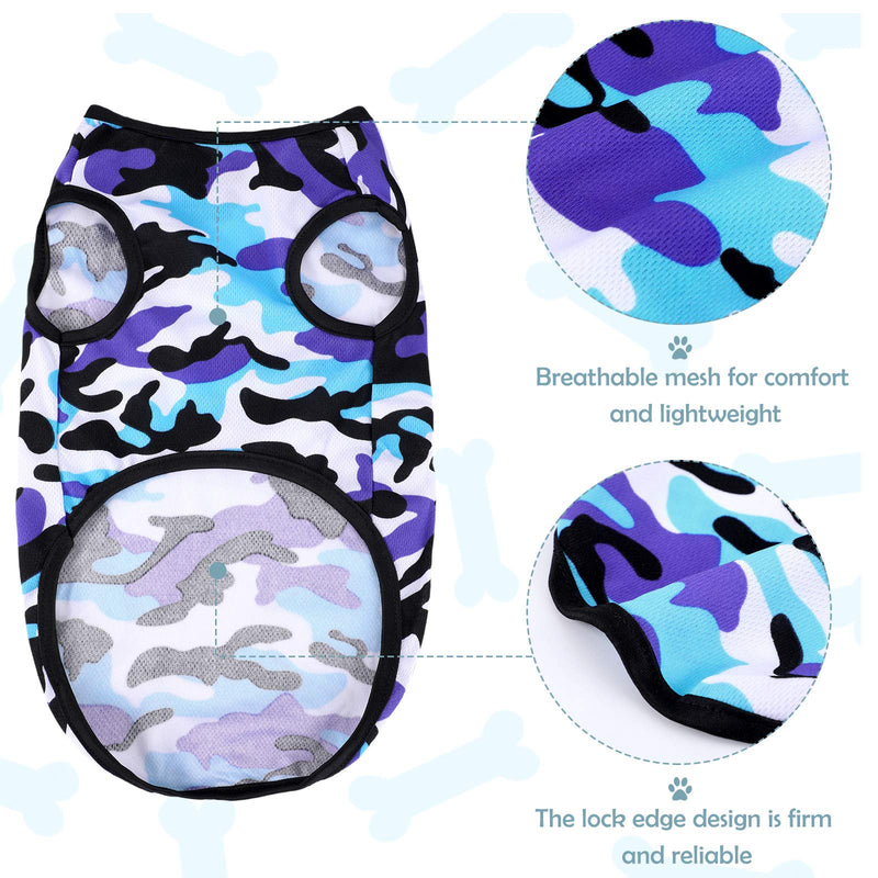 3 Pieces Dog Camouflage Print Vest Puppy Kitten Shirt Vest Pet T-Shirt Pet Clothing Small Dog Boy Girl Breathable Sleeveless Pet Vest (Blue, Red, Green,S) Blue, Red, Green - PawsPlanet Australia