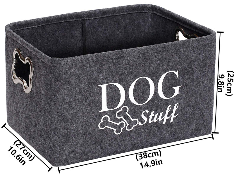 Morezi Felt puppy stuff baskets, dog toy bin storage with designed metal handle, pet organizer - Perfect for organizing pet toys, blankets, leashes, dry food and bandana - Gray - PawsPlanet Australia