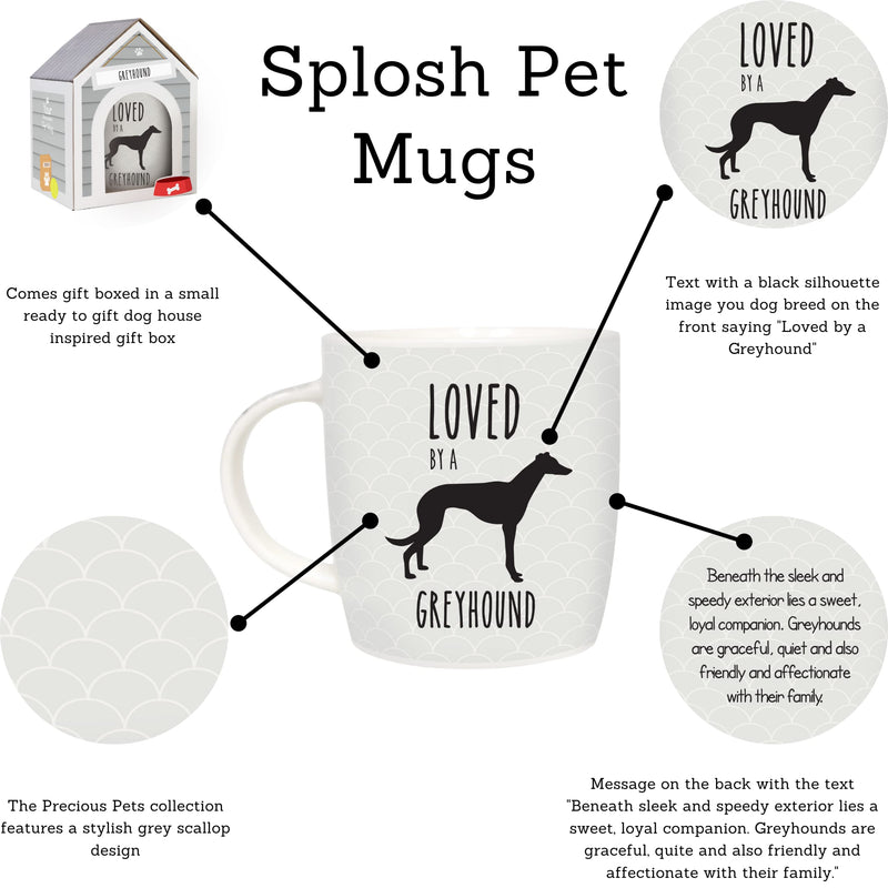 Splosh Precious Pets Mug Collection – Greyhound, Grey and Black Ceramic Mug with Pet Silhouette, Gift Boxed, Dishwasher Safe - PawsPlanet Australia