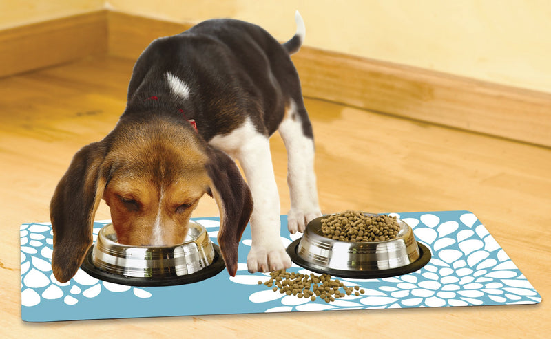 [Australia] - Drymate Pet Placemat, Dog Food Mat or Cat Food Mat - (Made from Recycled Fibers, Machine Washable) 100% Phthalate and BPA Free 12" x 20" Rejuvenation Blue 