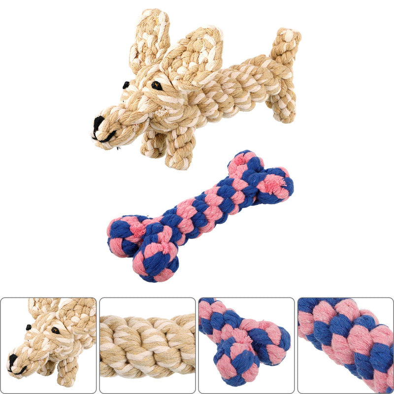 FANTESI 2 Pcs Dog Rope Toys Puppy Chewing Toys, Natural Cotton Rope Toys Teeth Training Cleaning Toys Interactive Toy Gift for Small and Medium Dogs - PawsPlanet Australia