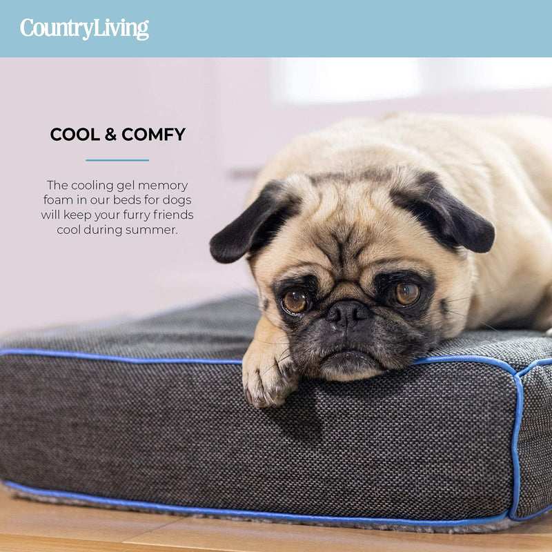 Country Living by Silver Paw Cooling & Warming Dog Bed for Small to Medium Dogs, Reversible Beds for Pets, Dog's Sofa Couch with Faux Fur Lining, Small - PawsPlanet Australia