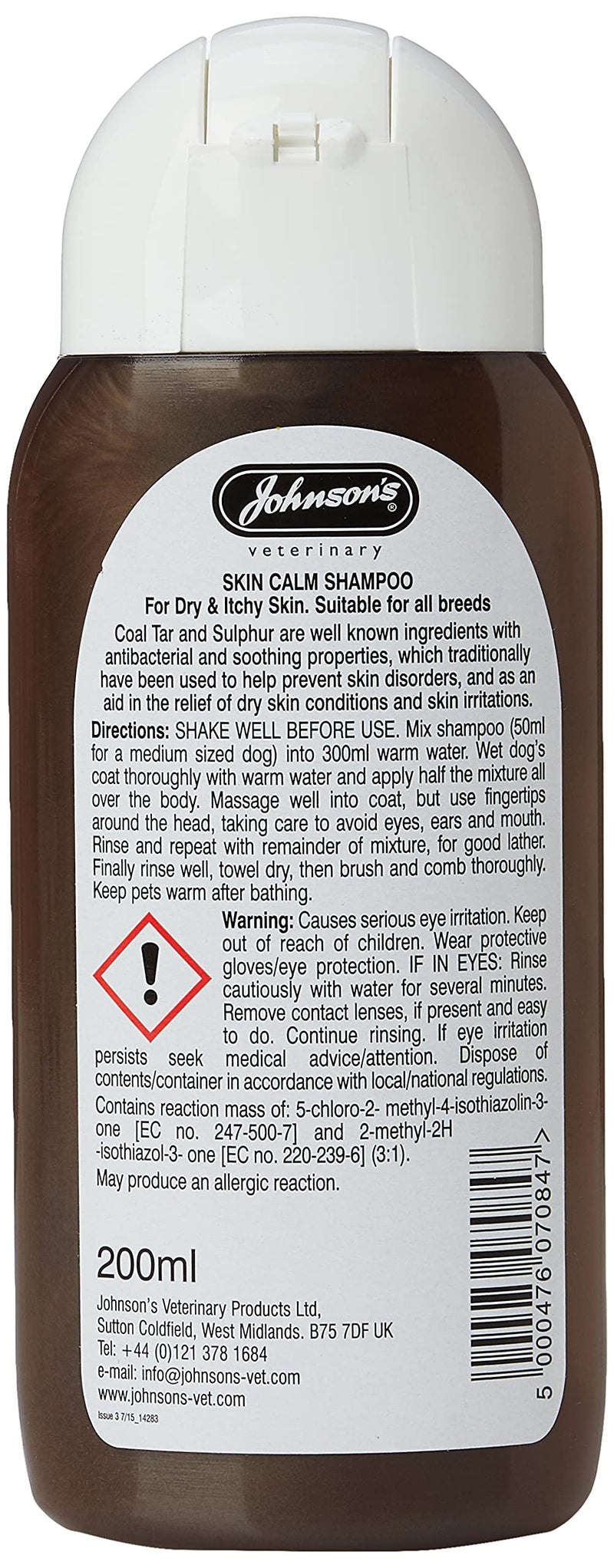 Johnsons Skin Calm Dog shampoo 200ml for dry and itchy skin - PawsPlanet Australia