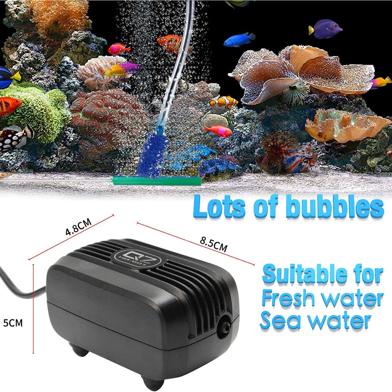 biuufish Mini Aquarium Air Pump, Ultra Silent Fish Tank Air Pump Bubbler with Fish Jewelry Keychain/Air Stones/Silicone Tube/Check Valves Oxygen Pump for 10-60 Gallon Tank - PawsPlanet Australia