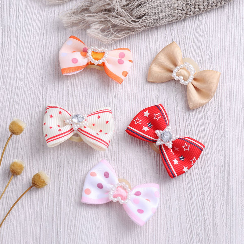 [Australia] - UEETEK 60PCS (30 Paris) Cute Puppy Dog Small Bowknot Hair Bows with Rubber Bands Handmade Hair Accessories Bow Pet Grooming Products (60 Pcs,Cute Patterns) 