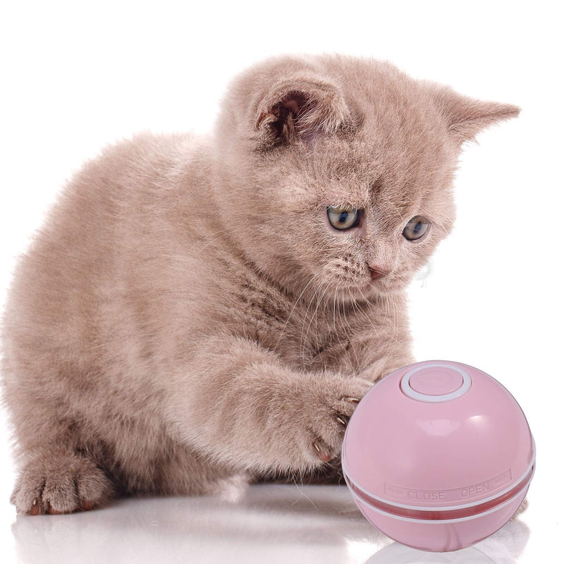 Bohoman Interactive Cat Ball Toys for Indoor Cats, 3 Modes with Led Light, Electric Cat Chase Toy Funny Led Pointer for Kitten, Automatic 360-Degree Rotating, USB Rechargeable (Pink) Pink - PawsPlanet Australia